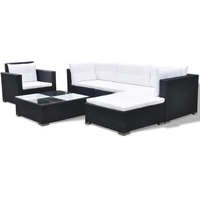 vidaXL Polyrattan Lounge-Set schwarz 41874