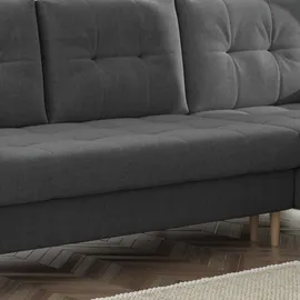 möbel punkt Ecksofa OSLO Samt Grau mit Bett Bettkasten Sofa Schlafsofa Ottomane universell Links oder Rechts