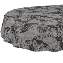 ANRO Wachstuchtischdecke abwaschbar Nachttropik Oval 180 x 140 cm Grau