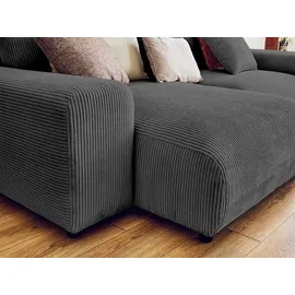 best mobilier Lisa Design Garance ecksofa beidseitig montierbar - 4-sitzer aus cord – dunkelgrau