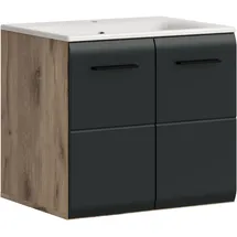 WELLTIME Waschbeckenunterschrank WELLTIME, nox oak nb, schwarz matt, B:60cm H:53cm T:46cm, Holzwerkstoff, MDF, Schränke, Waschbeckenunterschrank, Florenz, Waschtisch inkl. Waschbecken, Nox Oak NB, 60 cm breit