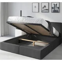 bms group sawomir pegza Interbeds Polsterbett 160x200cm Bett Doppelbett mit Stauraum mit Lattenrost Bettkasten Boxspringbett hydrophob gepolsterter Bettrahmen - Grau