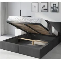 bms group sawomir pegza Interbeds Polsterbett 160x200cm Bett Doppelbett mit Stauraum mit Lattenrost Bettkasten Boxspringbett hydrophob gepolsterter Bettrahmen - Grau