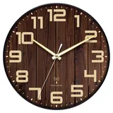 NUOVO Analoge Wanduhr Funk,Runde Funkwanduhr,Großes Ziffernblatt,Nicht Tickend Perfekt für Küche,Wohnzimmer,Büro (30 cm)
