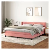 Lattenrost mit Matratze, Rosa, 160 x 200 cm, Samt, Plattform, mit Lattenhalter, einfache Montage, für Schlafzimmer, Erwachsene