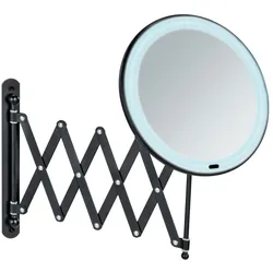 WENKO LED Teleskop-Wandspiegel Mod. Barona Schwarz