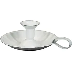 Kerzenständer AMBIENTE HAUS "Kerzenständer aus Emaille in Antikweiß", weiß, B:21cm H:7cm T:17cm, Kerzenhalter