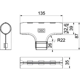 OBO Bettermann Quick-Pipe-T-Stück 3000 TMS M32 LGR