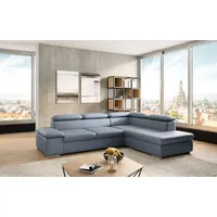 sit&more Ecksofa SIT & MORE "Valantine L-Form" Sofas Gr. B/H/T: 272cm x 73cm x 226cm, NaturLEDER, Ottomane rechts, ohne Bettfunktion, bunt (graublau) inkl. Kopf- und Armteilverstellung, wahlweise mit Bettfunktion