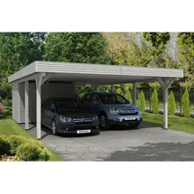 SKANHOLZ Spessart Doppelcarport mit Abstellraum 6,11 x 8,46 m weiss
