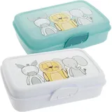 2friends 3friends Brotdose Kinder mit Fächern 2er Set, Lunchbox Kinder mit Trennfächern und Clickverschluss, Bento Box Kinder Brotzeitbox, 100% Recyclebar Frühstücksbox ohne BPA, Modell: AJ-Duo