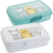 2friends 3friends Brotdose Kinder mit Fächern 2er Set, Lunchbox Kinder mit Trennfächern und Clickverschluss, Bento Box Kinder Brotzeitbox, 100% Recyclebar Frühstücksbox ohne BPA, Modell: AJ-Duo