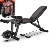 ilbcavne Klappbare Hantelbank, Multifunktion Verstellbare Hantelbank Trainingsbank Bankdrücken Weight Bench Inkl, Beinstrecker, Bis 250kg