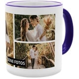 PhotoFancy® - Fototasse 'Collage' - Personalisierte Tasse mit eigenem Foto - Dunkelblau - Layout Collage 3 Bilder