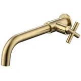 Waschtischarmatur Aus Messing, Wandmontage Für Kaltwasser, Wandhalterung Für Kaltwasser, 1/2-zoll-badewannen-wandanschluss, Gebürstetes Gold – Crezuo