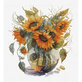 Luca-S Kreuzstich Stickpackung Vase mit Sonnenblume Zählmuster