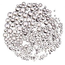 Hot-Fix-Strasssteine, transparent, 2–7 mm Ø, 300 Stück