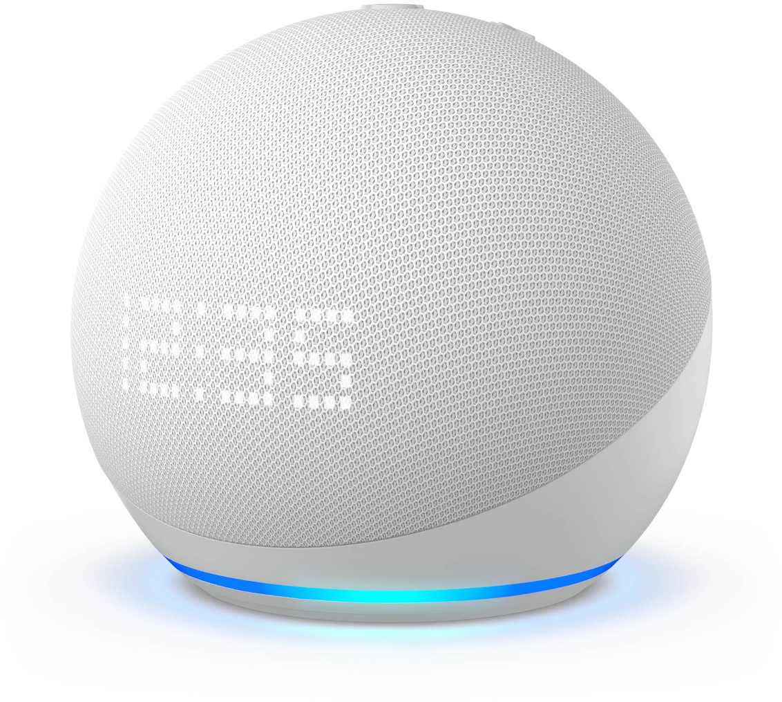 Amazon Echo Dot mit Uhr 5. Gen., 2022, Weiß Smart-Home