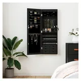 vidaXL Schmuckschrank mit Spiegel Wandmontage Schwarz 37,5x10x106 cm