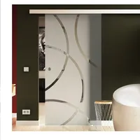 Made in Germany SoftClose Schiebetür aus Glas 900x2050 mm Circle-Design (C) Sadora® SlimLine-System komplett Laufschiene und Muschelgriffen für Innenbereich ESG-Sicherheitsglas