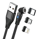 Realpower Magnetic cable 3 Amp,2m,schwarz mit Adaptern