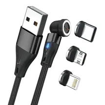 Realpower Magnetic cable 3 Amp,2m,schwarz mit Adaptern