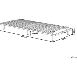 Beliani Lattenrahmen Pappelholz Metall 90 x 200 cm 24 Federleisten freistehend für Einzelbett Kinderzimmer