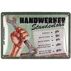Handwerker Stundenlohn Blechschild 20 x 30 cm