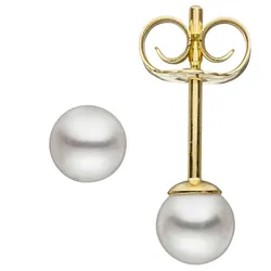 Paar Ohrstecker JOBO "Ohrringe mit Perlen 4,5 mm", gelb (gelbgold 585), Ohrringe, Damen, Gelbgold 585-Perlen, Gelbgold 585, Perlen, 585 Gold