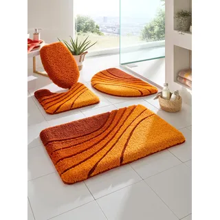 Badematte HAGEMANN Gr. 8, terra, vanille, gemustert, WC-Deckelbezug (47cm x 50cm), 1 Stk., Badematten