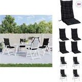 Hochlehner-Auflagen 4 Stk. Schwarz Karomuster Stoff - Hochlehner Auflagen - Gartenstuhlkissen - Sitzkissen - Balkon Dekoration - Wasserabweisende