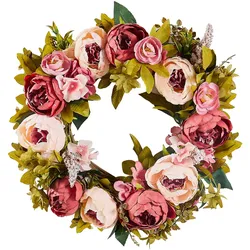 VEVOR Dekokranz 48,26cm Kranz Türkranz Rosa Pfingstrosen Hortensien Ganzjährig