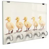 DEQORI Schlüsselbrett 'Watschelparade', (1 St), Schlüsselhalter Schlüssel Haken Schlüsselboard modern Schlüsselleiste beige|gelb