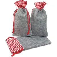 Frau WUNDERVoll® 12 Filz-Säckchen rot/grau 20 x 12 cm