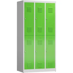 Spind-Garderobenschrank für 6 Personen 1800 x 900 x 500 mm  lichtgrau/gelbgrün X-520235