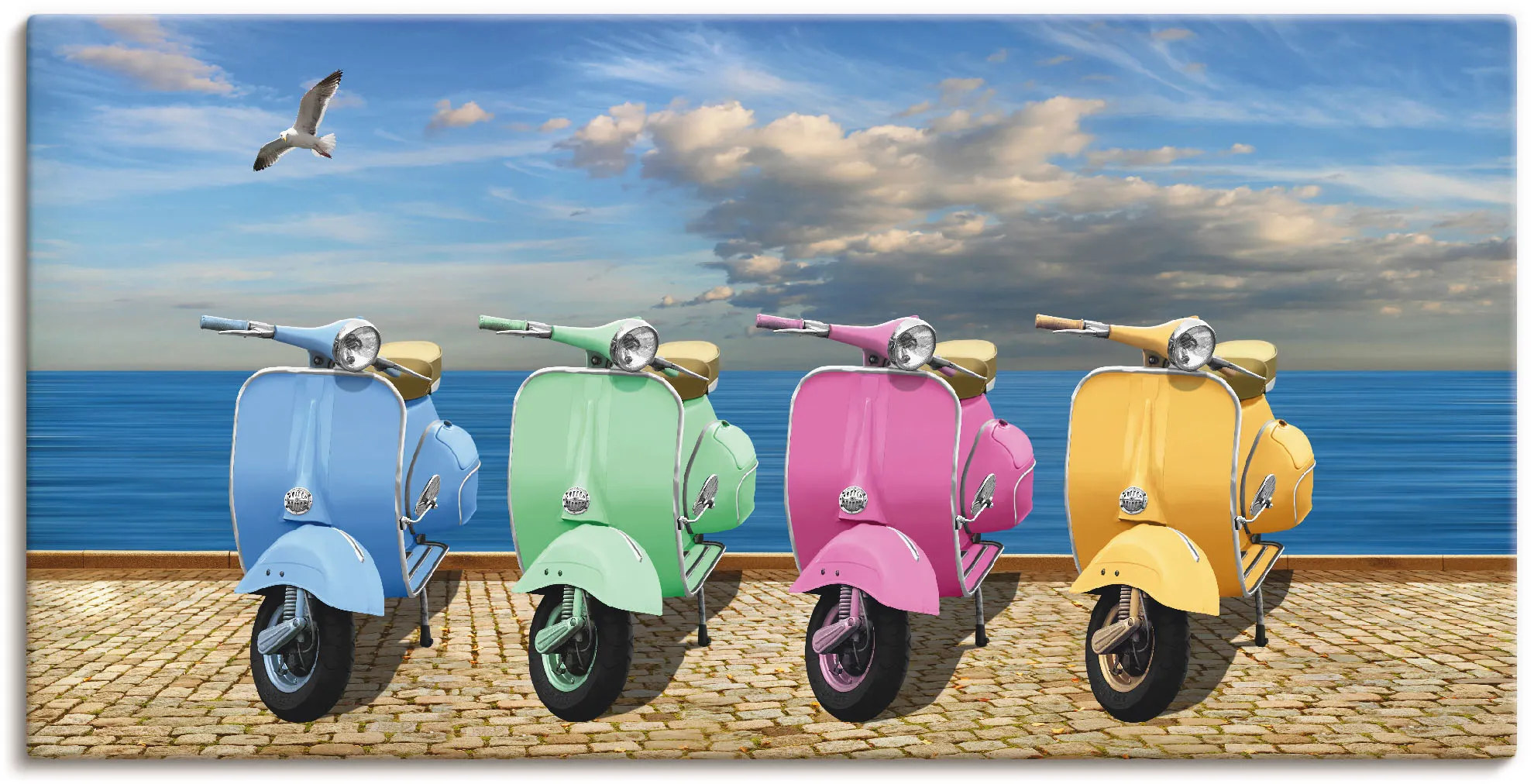 Artland Wandbild »Vespa-Roller in bunten Farben«, Motorräder & Roller, (1 St.), als Leinwandbild, Poster in verschied. Größen Artland bunt