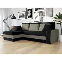 Mirjan24 Ecksofa 2-Sitzer Mikrofaser Grau/Schwarz