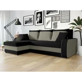 Mirjan24 Ecksofa 2-Sitzer Mikrofaser Grau/Schwarz