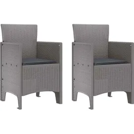 vidaXL 3-tlg. Garten-Essgruppe mit Kissen Hellgrau Polt Rattan
