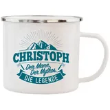 History & Heraldry Echter Kerl - Emaille Becher Christoph - individuelle Tasse mit Name und Spruch