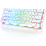 GK61 Mechanische Gaming-Tastatur – 61 Tasten RGB beleuchtete LED-Hintergrundbeleuchtung, PC/Mac Gamer (Gateron Optical Brown, Weiß)