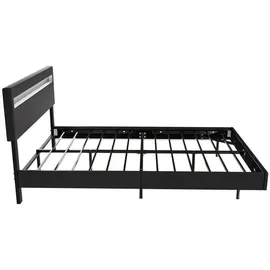 Juskys Schwebebett Lissabon 140 x 200 cm - mit Matratze, Schwebendes Design & LED-Beleuchtung - schwarz