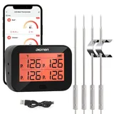 Digitales Bluetooth BBQ Grill Fleischthermometer mit 4 Sonden, sofort ablesbares Fleischthermometer zum Grillen, Temperaturalarmfunktion