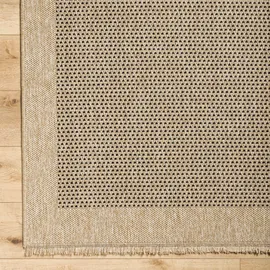 livabliss Cairns Outdoor Teppich 120x170 cm – Wetterfester Boho Teppich für Balkon, Terrasse & Garten – Beige & Schwarz