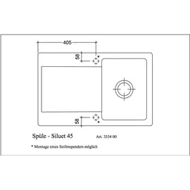 Villeroy & Boch Siluet 45 rechts Einbauspüle keramik steam Handbetätigung 800 x 510 mm