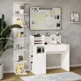 Vicco Schreibtisch, Weiß, 2 Teile, mit Bücherregal