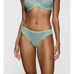 Slip TRIUMPH "Signature Sheer Tai EX", Damen, Gr. 42, misty turquoise, Single Jersey, Spitze, Obermaterial: 53% Polyamid, 47% Elasthan, Unterhosen, Triumph-Logoprint