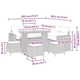 vidaXL Garten-Sofa-Set 9 pcs Grau Poly Rattan 3361623