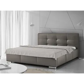 Mirjan24 Polsterbett mit Bettkasten Lazio, Stilvoll Doppelbett, Lattenrost ist im Bettkasten integriert, Gasdruckfeder (Farbe: Soft 029, Größe: 1... - Grau