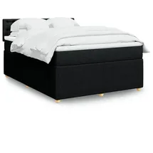 vidaXL Boxspringbett mit Matratze Schwarz 140x200 cm Stoff